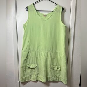 Vintage Maria de Guadalajara Light Lime Green Cotton Sleeveless Shift Dress M